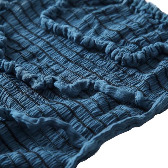 Peacock Blue Maxi Halter Gauze Dress Tiered Long Flowy Bohemian Beach Vacation - Picture 9 of 14